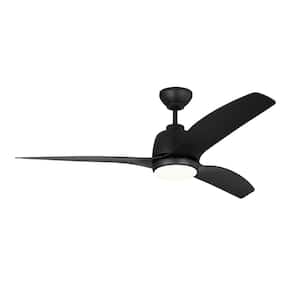 Avila Coastal 54 in. Integrated LED Indoor/Outdoor Black Ceiling Fan with Light Kit, Remote Control and Reversible Motor