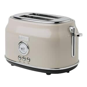 Dorset 900-Watt 2-Slice Wide Slot Putty Retro Toaster with Removable Crumb Tray and Adjustable Settings