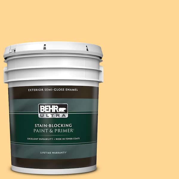 BEHR ULTRA 5 gal. #310B-4 Cornmeal Semi-Gloss Enamel Exterior Paint & Primer