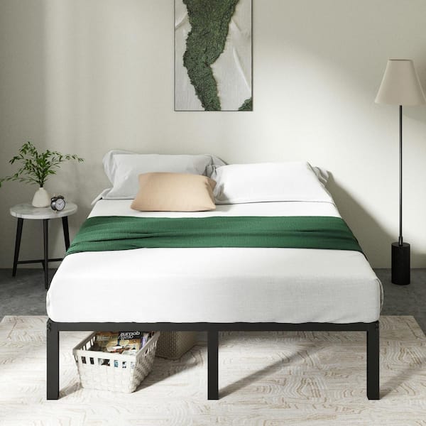 Classic 14 in. Black Metal King Platform Bed Frame