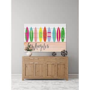 12 in. H x 18 in. W "Surfboards" by Molly Rosner Printed White Wood Wall Art