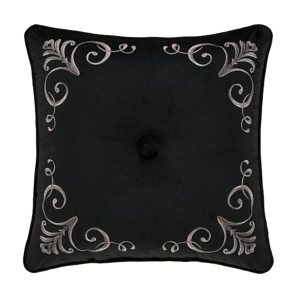 Unbranded Dalton Black Polyester Scroll 18 in. Square Decorative Throw Pillow 18 in. L x 18 in. W