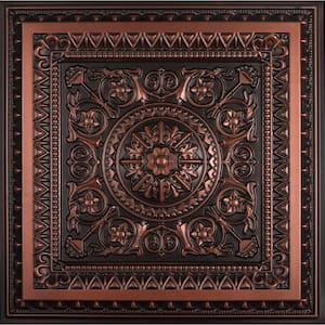 La Scala Antique Copper 2 ft. x 2 ft. PVC Glue-up or Lay-in Faux Tin Ceiling Tile (40 sq. ft./case)