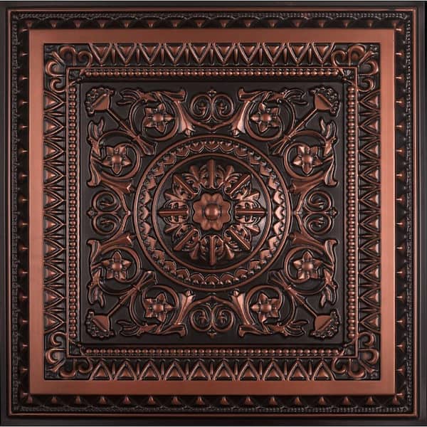 La Scala Antique Copper 2 ft. x 2 ft. PVC Glue-up or Lay-in Faux Tin Ceiling Tile (200 sq. ft. /Case)