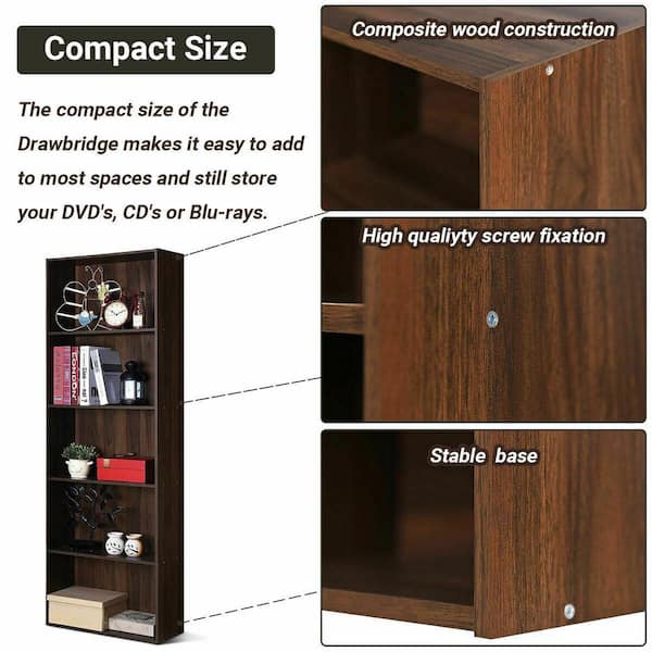 Tangkula 4-cube Bookcase Floor Open Wooden Bookshelf With 2 Anti