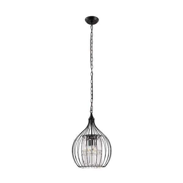 3-Light Matte Black Teardrop Cage Pendant Light with E12 Base, Industrial Hanging Fixture for Dining Room and Kitchen
