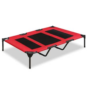 Large Raised Pet Bed - Red and Black