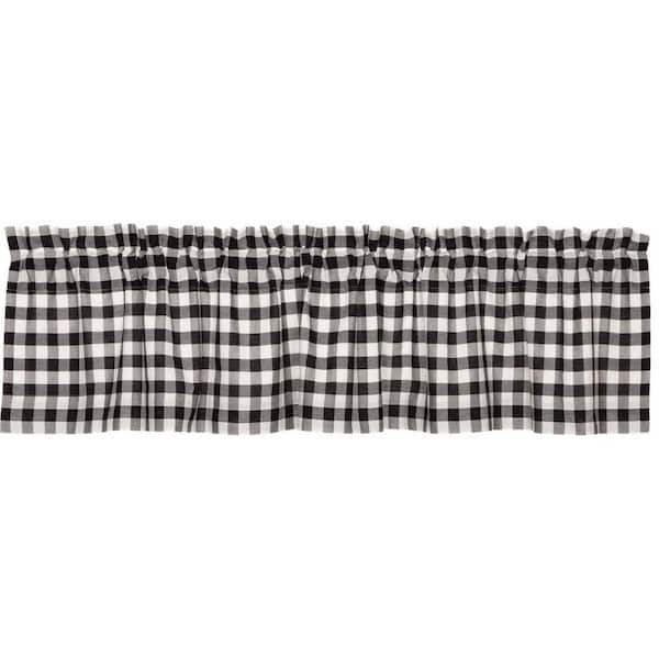 VHC BRANDS Annie Buffalo Check 72 in. W x 16 in. L Cotton Rod Pocket Farmhouse Valance in Black White