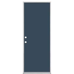 30 in. x 80 in. Flush Right-Hand Inswing Night Tide Painted Steel Prehung Front Exterior Door No Brickmold
