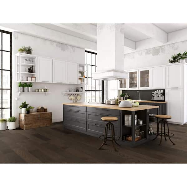 Blue Ridge Hardwood Flooring Castlebury French Roast Eurosawn White Oak 3/4 in. T x 4 in. W Wire Brushed Solid Hardwood Flooring (16 sq. ft./Case)