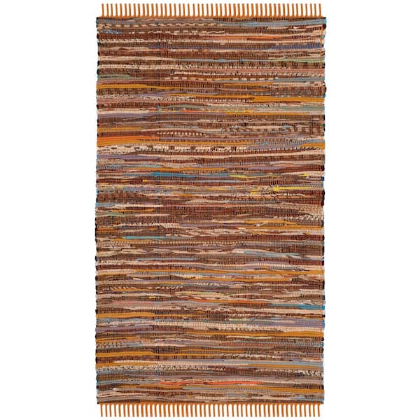 SAFAVIEH Rag Rug Gold/Multi 3 ft. x 4 ft. Striped Area Rug
