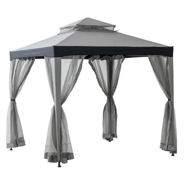 COOS BAY 10 ft. x 10 ft. Gray Double Roof Soft Top Outdoor