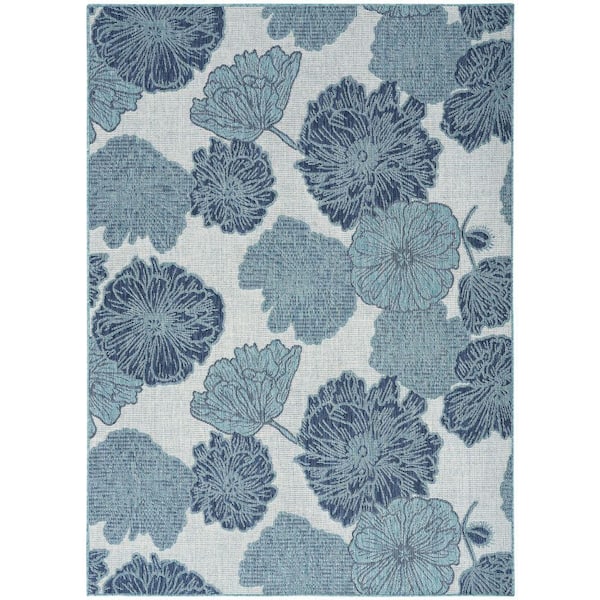 Nourison Garden Oasis Blue 5 ft. x 7 ft. Nature-inspired Contemporary Area Rug