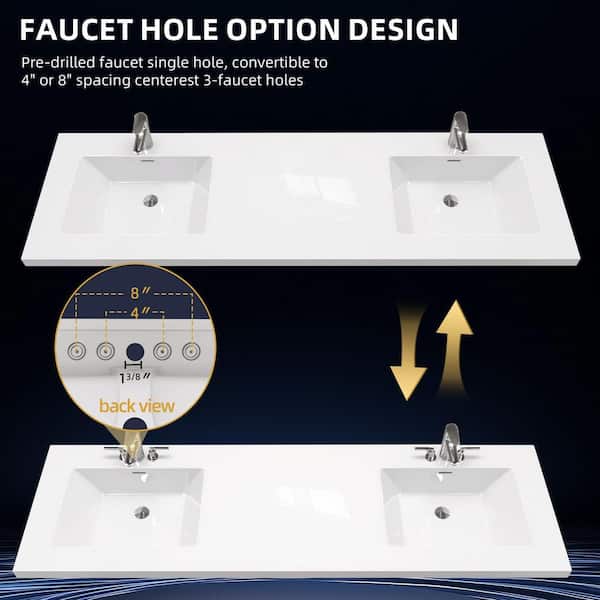 Zeafive Tor 72 in. W x 22 in. D Solid Surface Cultured Marble