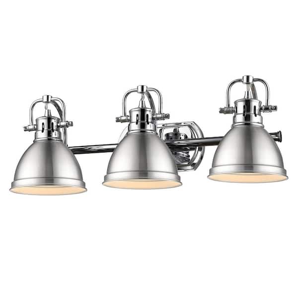 Golden Lighting Duncan 8.125 in. 3-Light Chrome Vanity Light
