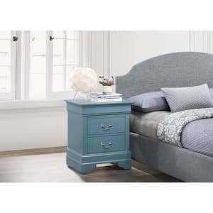 Louis Philippe 2-Drawer Teal Nightstand (24 in. H x 21 in. W x 16 in. D)