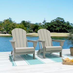 Addison 2-Pack Weather Resistant Outdoor Patio Plastic Folding Adirondack Chair in Sand