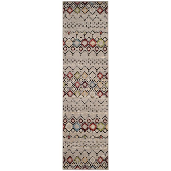 SAFAVIEH Amsterdam Light Gray/Multi 2 ft. x 6 ft. Geometric Runner Rug