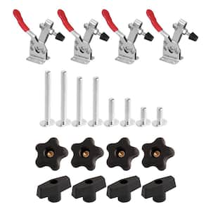 300 lbs. Quick Release Horizontal 201B Toggle Clamp, 4-7/8 in. Max Opening with Set of 16 T-Track Knob Kit for T Track