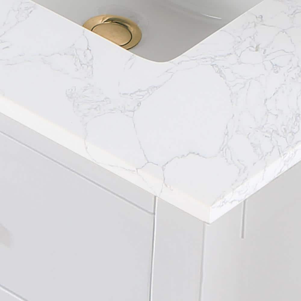 Gavino 72" White Wood Double Vanity with Composite Stone Top