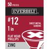 Everbilt #12 x 1 in. Phillips Flat Head Zinc Plated Sheet Metal Screw (50-Pack) 802272
