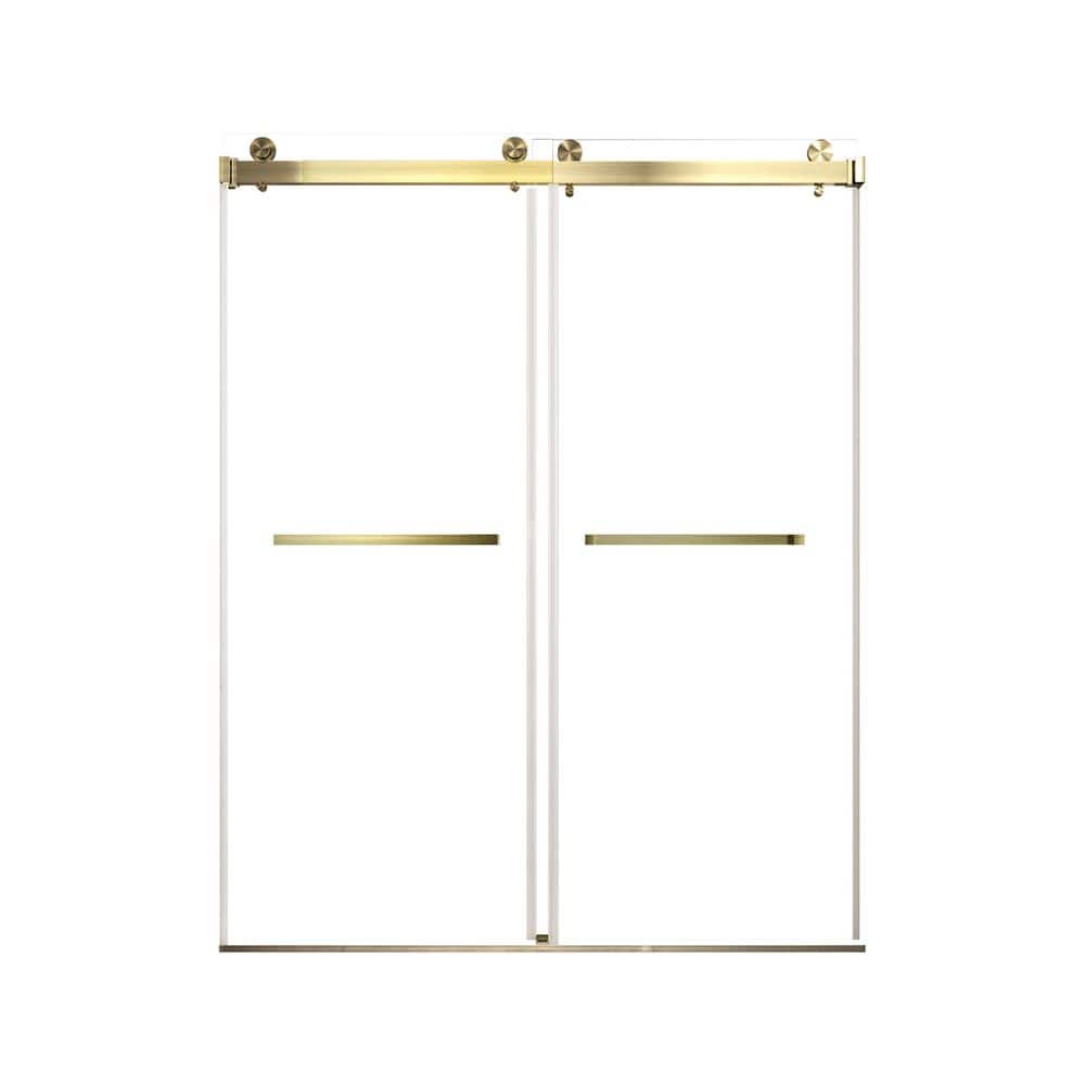 "56""-60""W*76""H Double Sliding Frameless Shower Door with 3/8""(10mm) Thickened Upgrade Tempered Glass,Brushed Gold" price history on PriceWatchPro