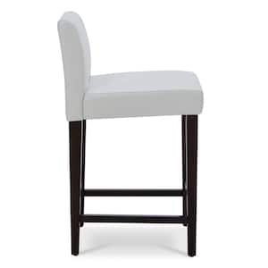 Pallas 24 in. White High Back Wood Counter Stool with Faux Leather Seat (Set of 2)