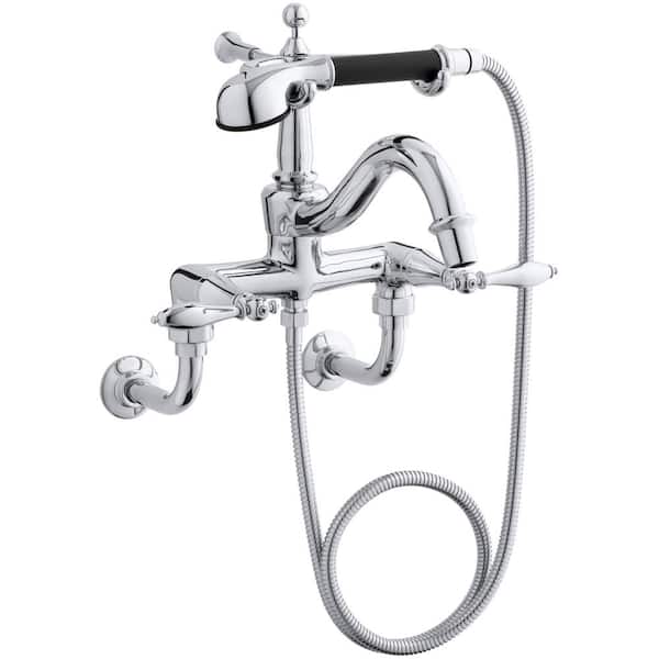 KOHLER Finial 2-Handle Claw Foot Tub Faucet with Hand Shower in Polished Chrome