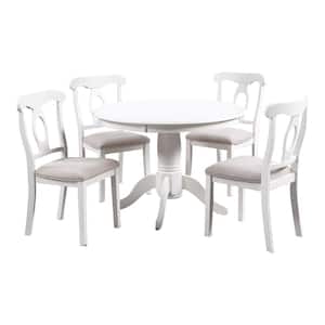 Atwood 42 in. Round White 5-PC Dining Set