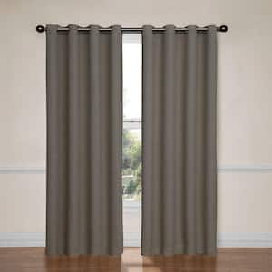 Pewter Woven Thermal Blackout Curtain - 52 in. W x 63 in. L