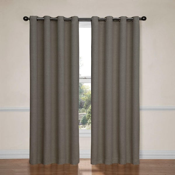 Eclipse Pewter Woven Thermal Blackout Curtain - 52 in. W x 63 in. L