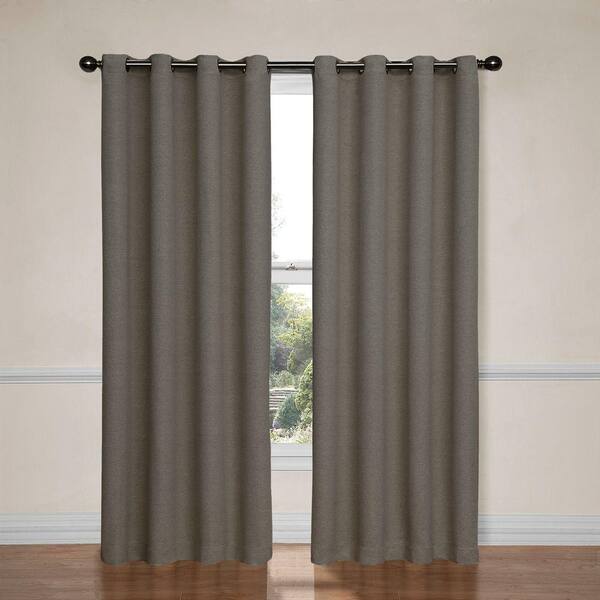 Eclipse Pewter Woven Thermal Blackout Curtain - 52 in. W x 95 in. L