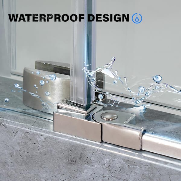 Vanity Art 76 in. H x 60 in. W Frameless Sliding Shower Door in Brushed Nickel with Clear Tempered Glass Vanity Art 76 in. H x 60 in. W Frameless Sliding Shower Door in Brushed Nickel with Clear Tempered Glass