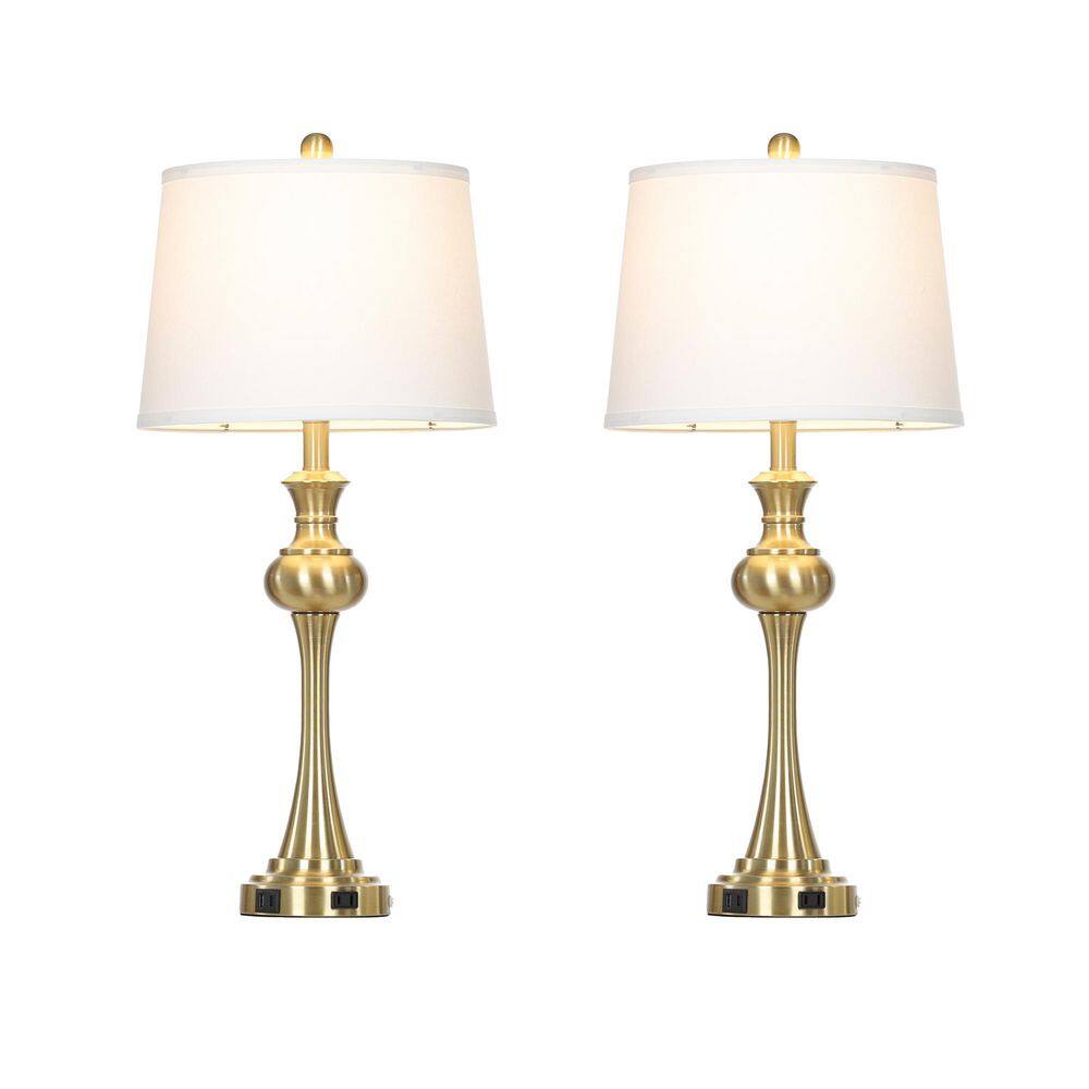 Bedside 28.75 in. Gold Brass Dimmable Table Lamps Set with USB and Type-C AC Outlet Touch Control LED Bulbs (Set of 2) price history on PriceWatchPro