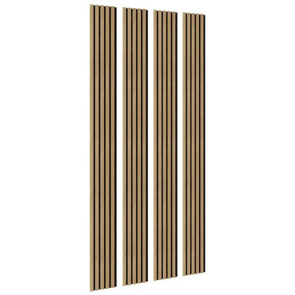 0.79 in. x 8 in. x 96 in. Ashen Oak Wood Slat Acoustic Panels, MDF Decorative Wall Paneling (4-Piece)