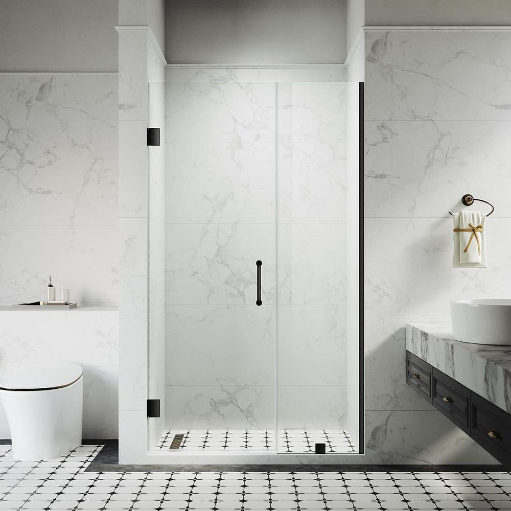 UKH07-B 48-1/8 to 49 in. W x 80 in. H Hinged Frameless Shower Door in Matte Black, EnduroShield 3/8 in. SGCC Clear Glass price history on PriceWatchPro