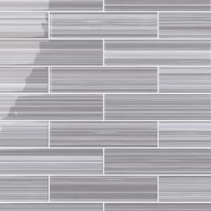 Hand Painted Rectangular 3 in. x 12 in. Warm Gray 40 Glass tile (10 sq. ft./per Case)