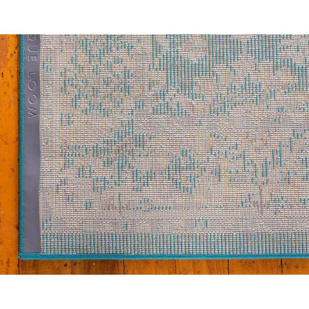 Turquoise Floral Synthetic Easy Care Rectangular Area Rug