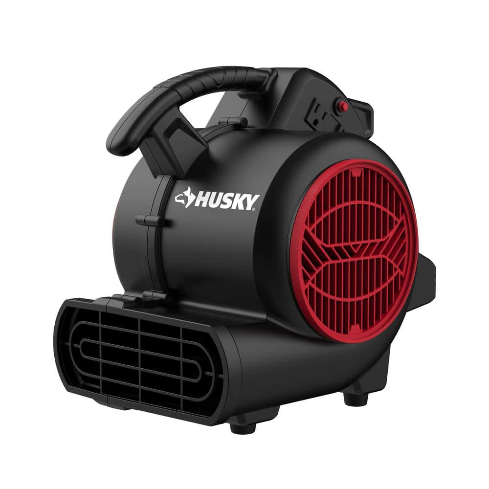 Husky 800 CFM 6.89 in. 3-Speed Blower Fan in. Black with Extended Timer, Black & Red