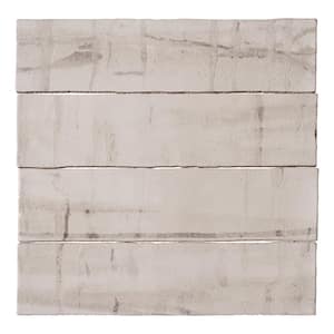 Homage Loyalty Gray/White 3 in. x 12 in. Textured Look Porcelain Subway Wall Tile (4.85 sq. ft./Case)