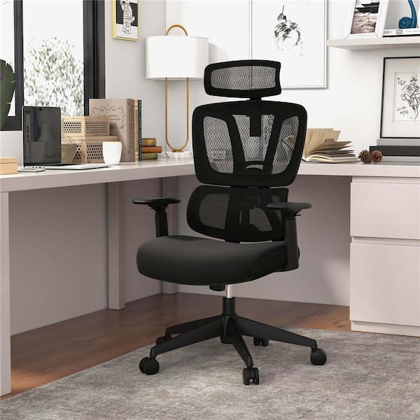Mesh Adjustable Height Ergonomic Office Chair Desk Chair Breathable Mesh Chair in Black with Arms