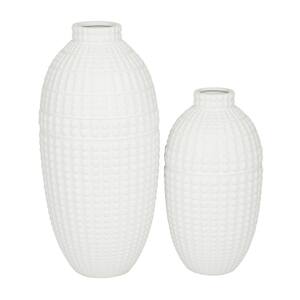 White Stoneware Modern Vase (Set of 2)