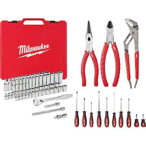3/8 in. Drive SAE/Metric Ratchet and Socket Mechanics Tool Set with Pliers Kit and Screwdriver Set (69-Piece)