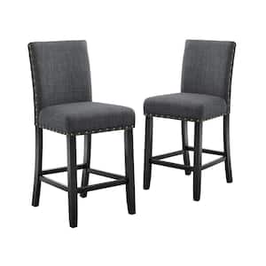 New Classic Furniture Crispin 41 in. Granite Gray Wood Counter Chair with Polyester Seat (Set of 2)