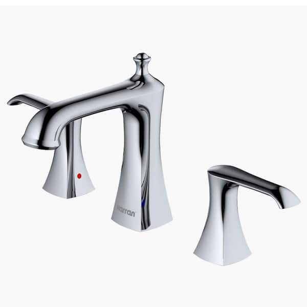 Karran Woodburn 8 in. Widespread 2-Handle Bathroom Faucet with Matching Pop-Up Drain in Chrome