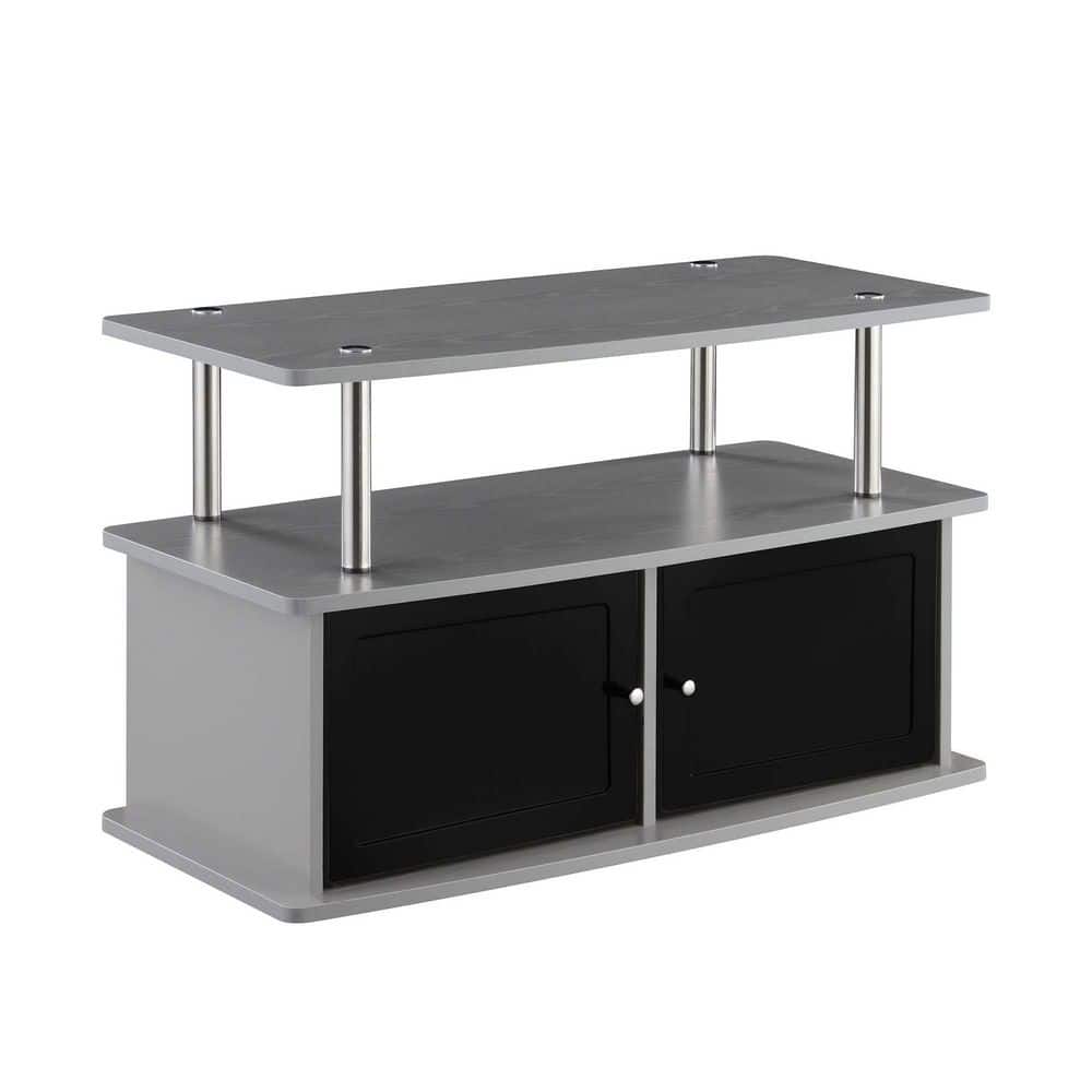 Slate Gray Woodgrain 36" TV Stand with Dual Storage Cabinets