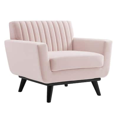 Engage Channel Tufted Performance Velvet Arm Chair in Pink