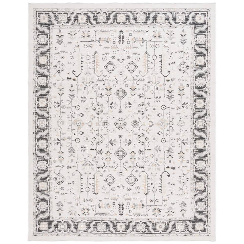 SAFAVIEH Sunrise Ivory/Gray Black 8 ft. x 10 ft. Ornate Border ...