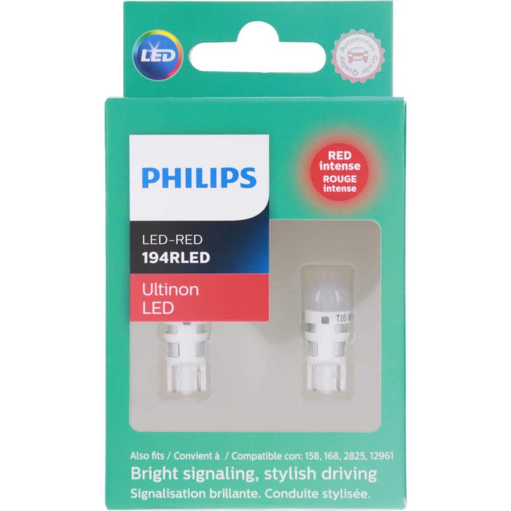 Præferencebehandling Kan ikke læse eller skrive ost Philips Ultinon Red LED Signaling Bulb (2-Pack) 194RLED - The Home Depot