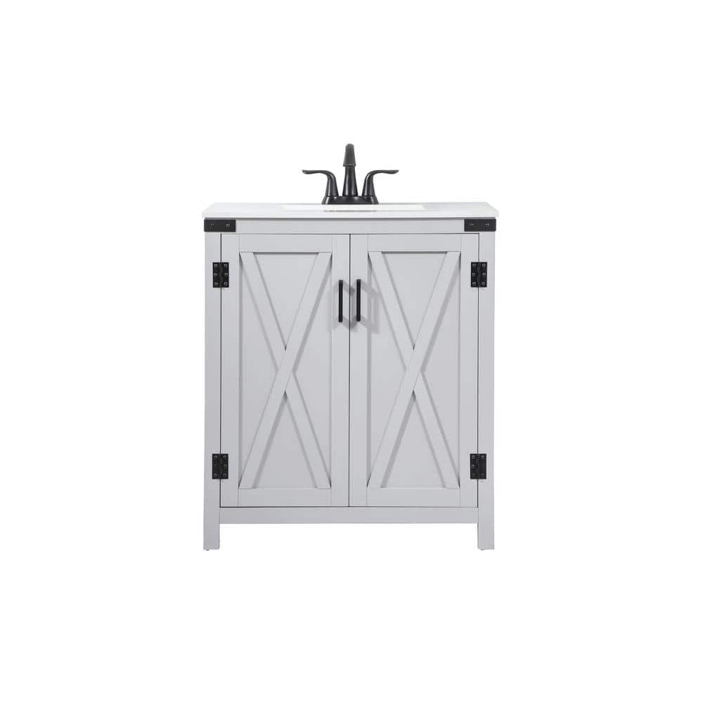 Simply Living 30 in. W x 19 in. D x 34 in. H Bath Vanity in Grey with Ivory